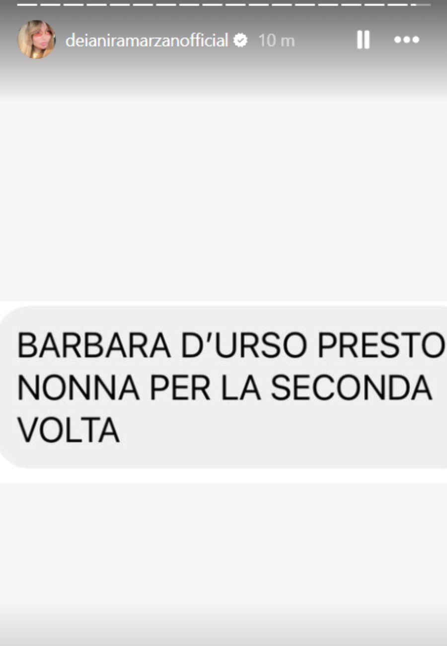 Dal profilo social di Deianira Marzano, il dolce annuncio per Barbara D'Urso