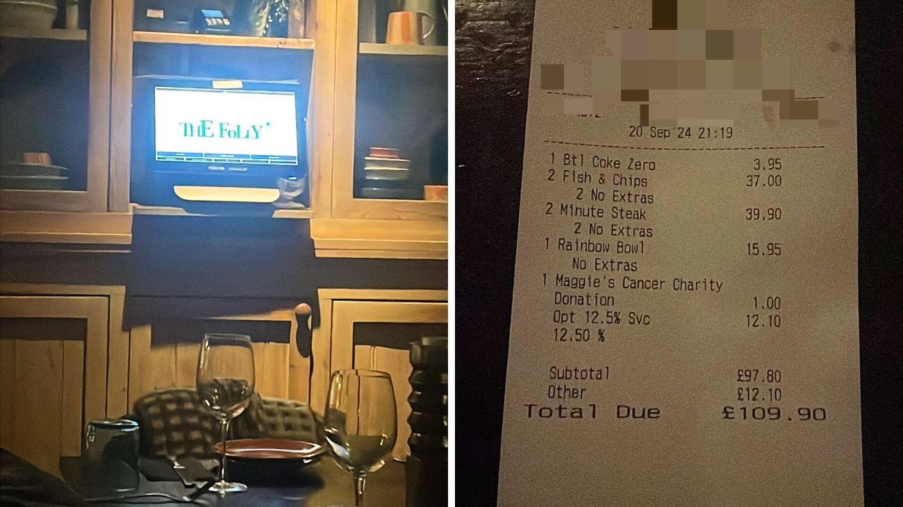 Londra, scontrino cena