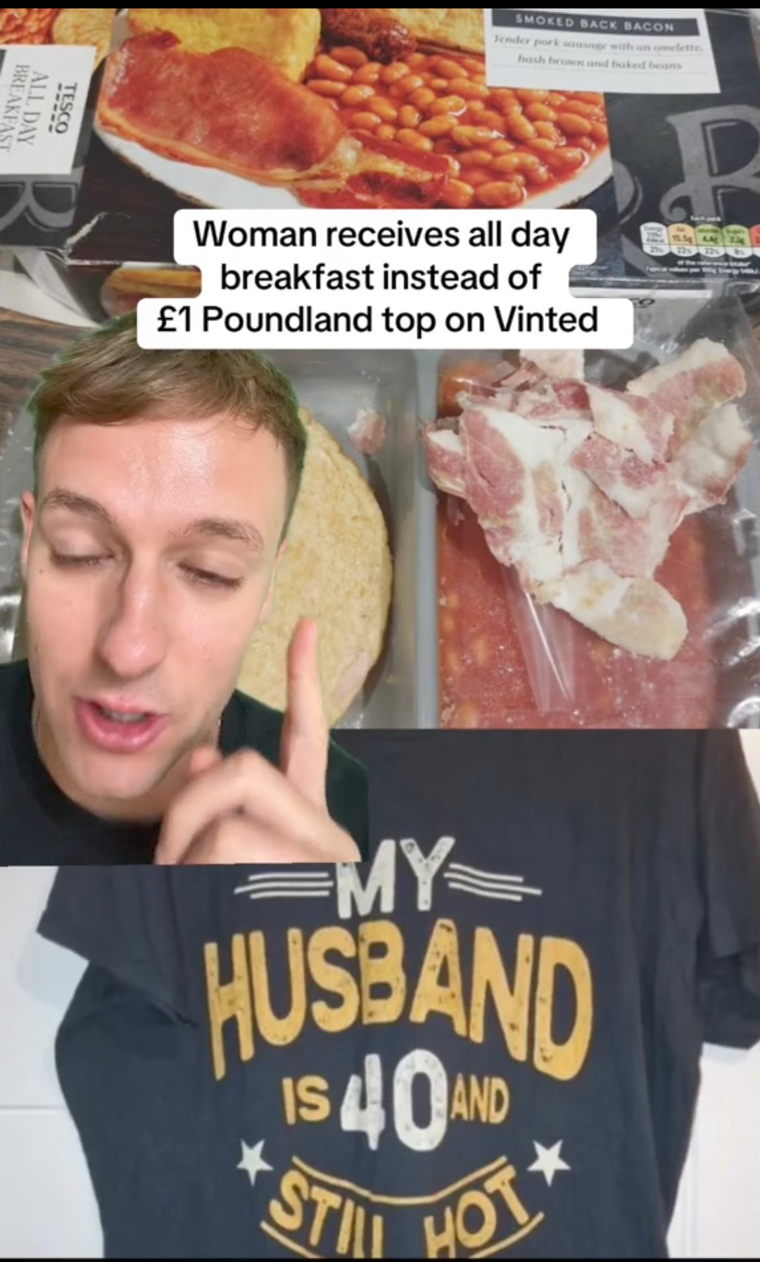 Nel pacco che avrebbe dovuto contenere la maglietta acquistata su Vinted, c'era una confezione di cibo per la tipica colazione all'inglese