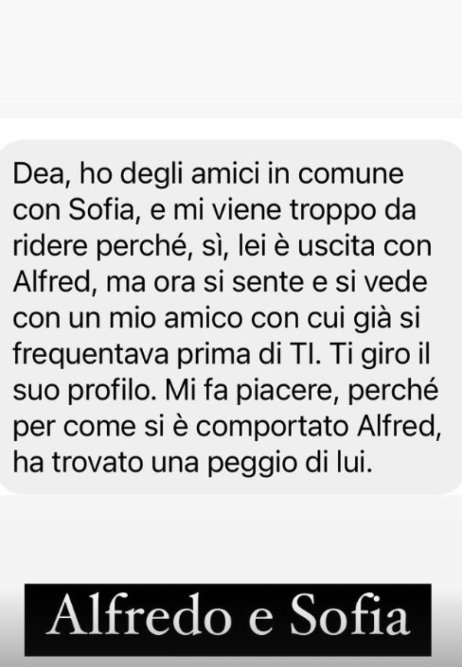 Dal profilo social di Deianira Marzano, l'indiscrezione su Alfred e Sofia