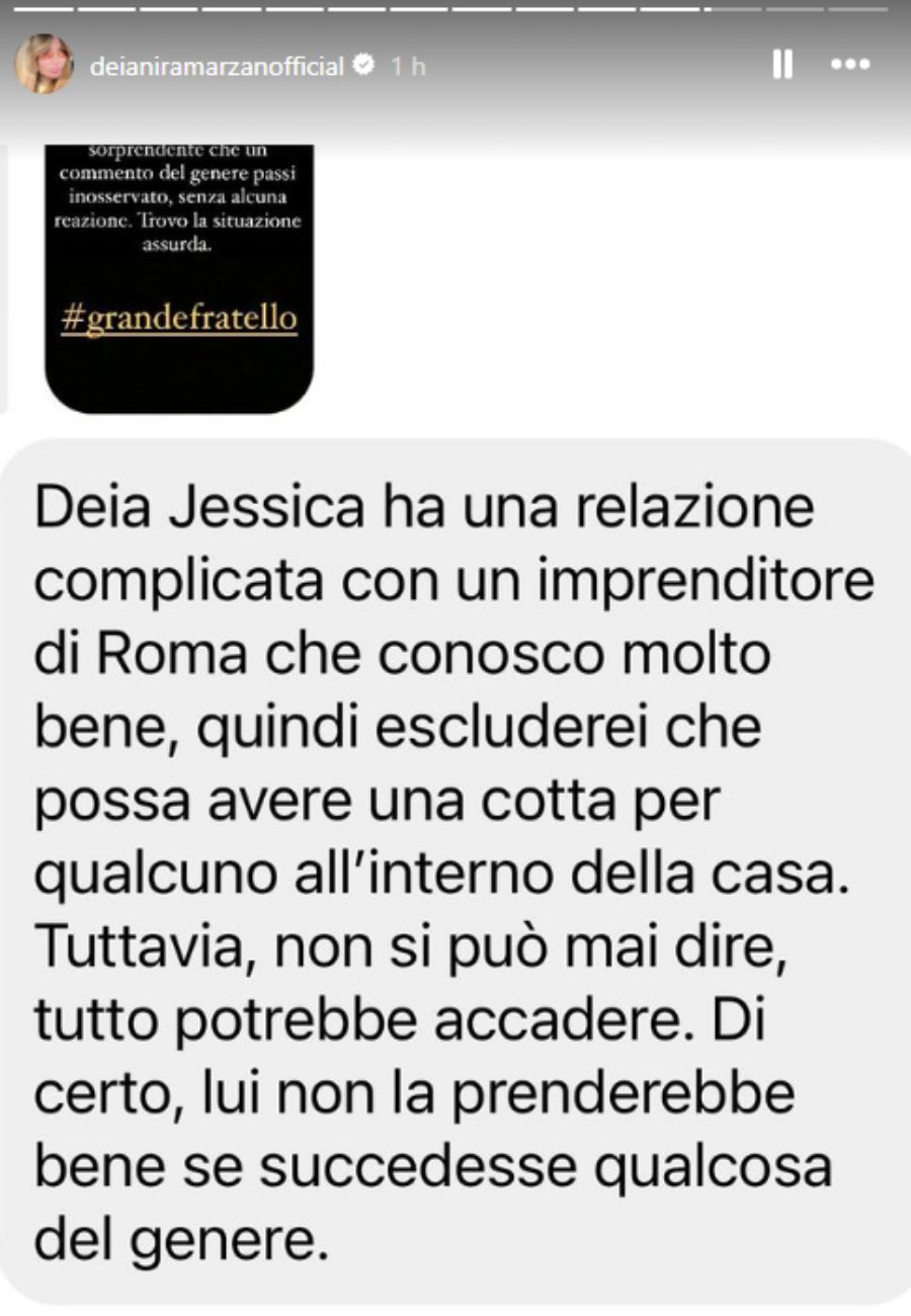 Dal profilo social di Deianira Marzano, l'indiscrezione su Jessica Morlacchi