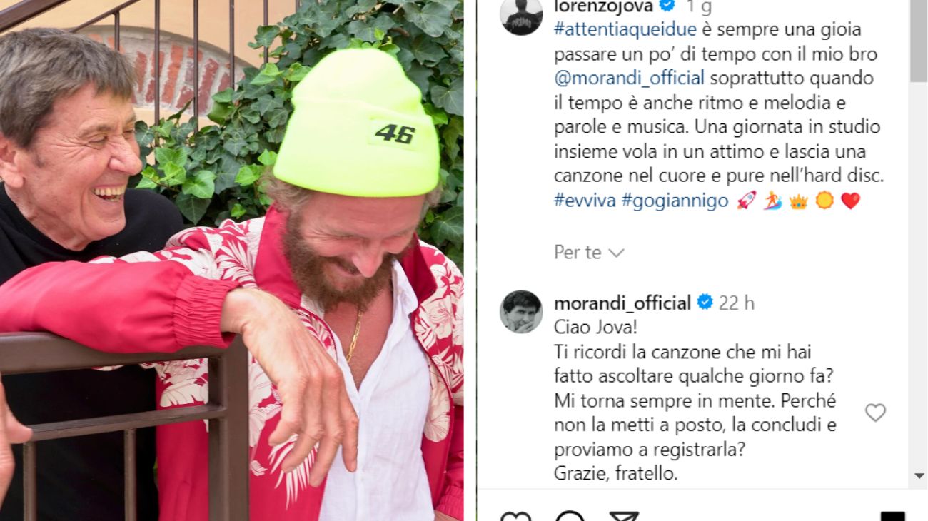 Dal profilo social di Jovanotti, la dedica a Morandi