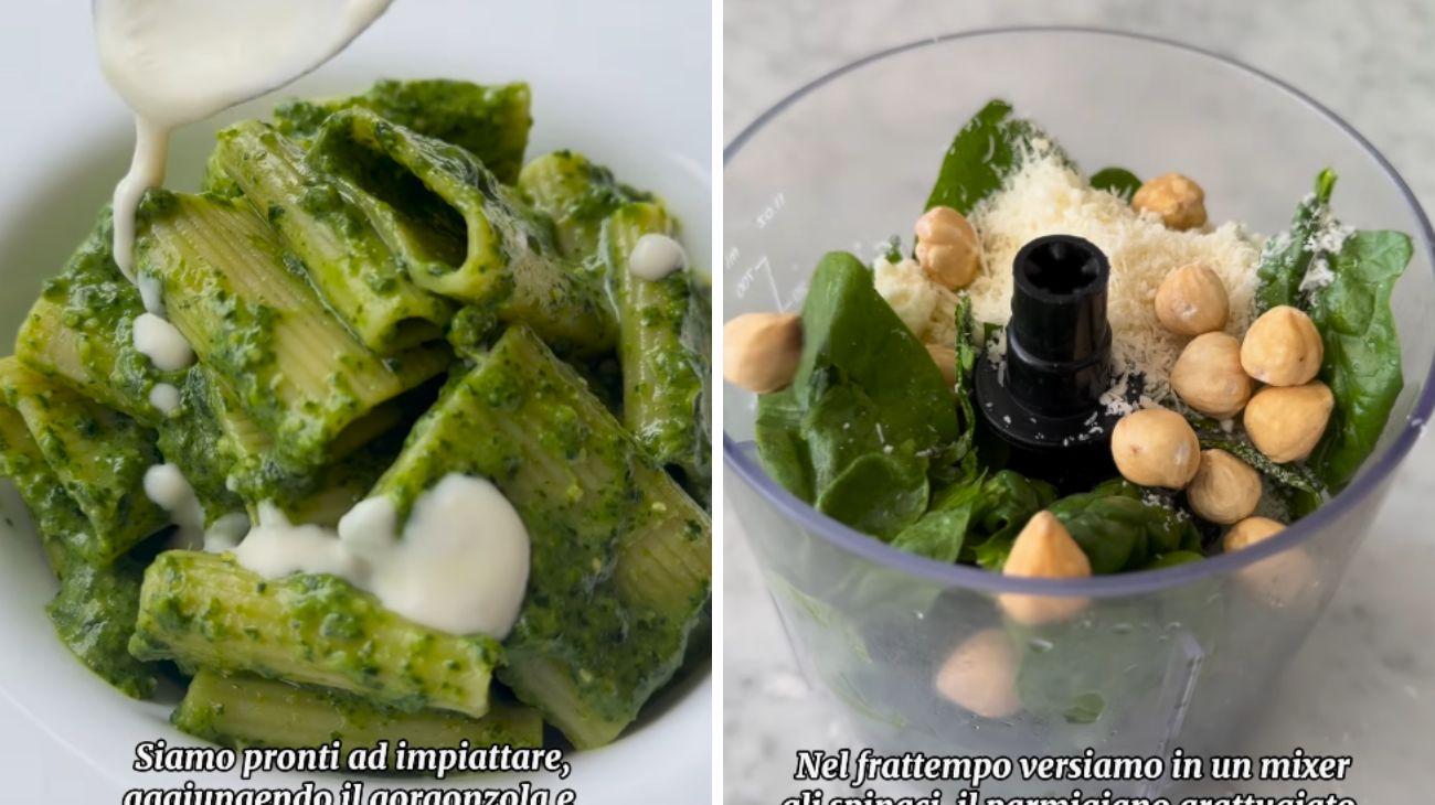 Dal profilo social di Mi diverto a cucinare, Paccheri spinaci, gorgonzola e noci