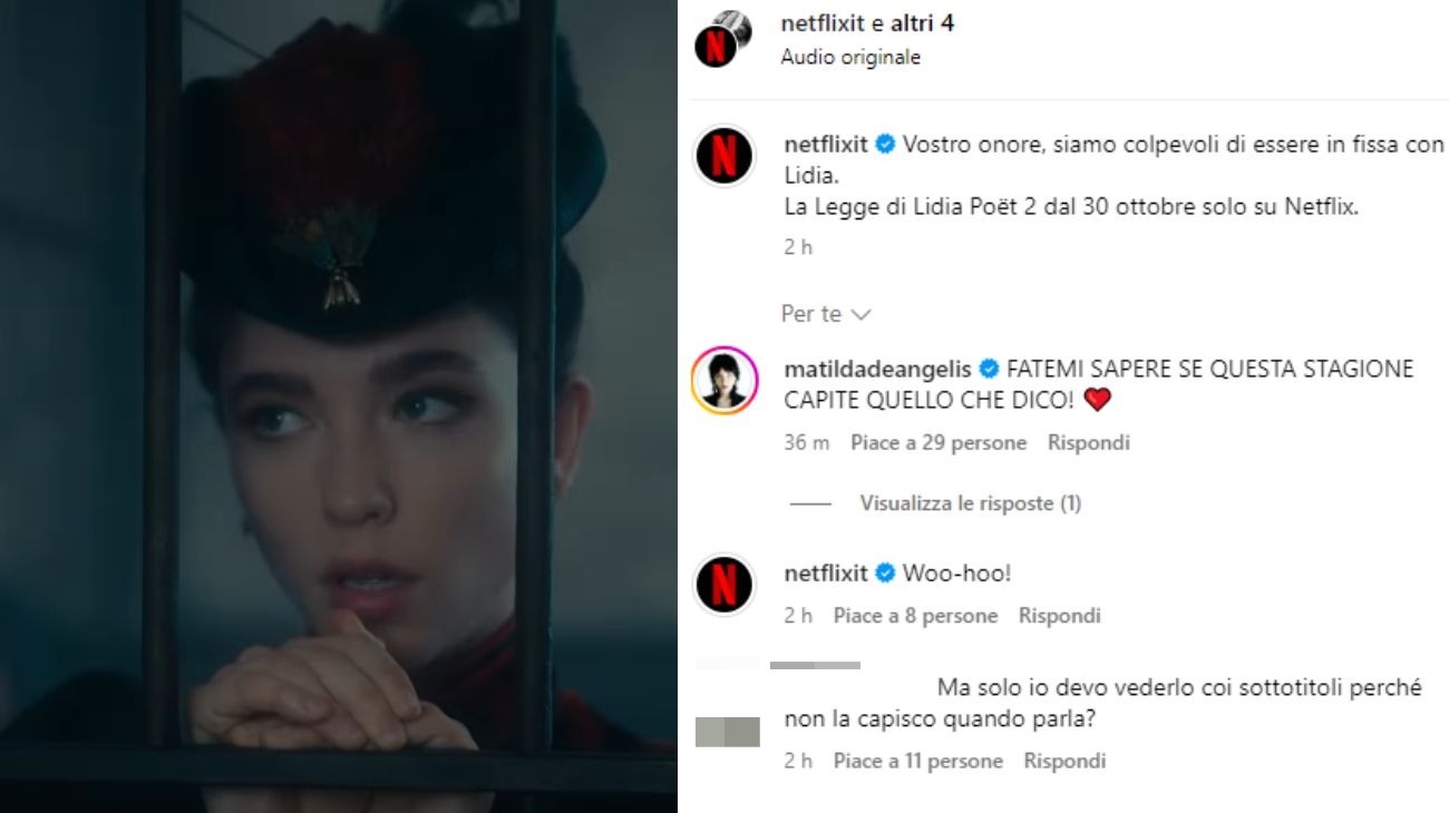 Dal profilo social di Netflix, il commento di Matilda De Angelis