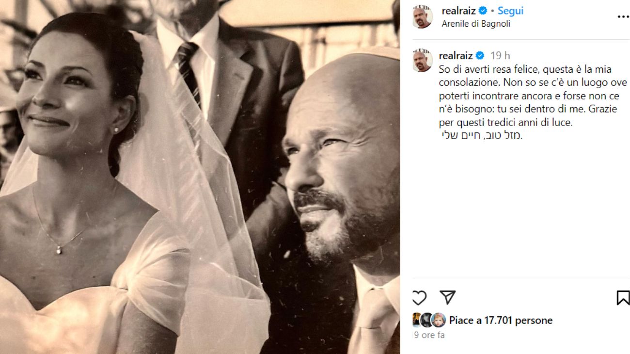 Dal profilo social di Raiz, la dedica per la moglie Daniela