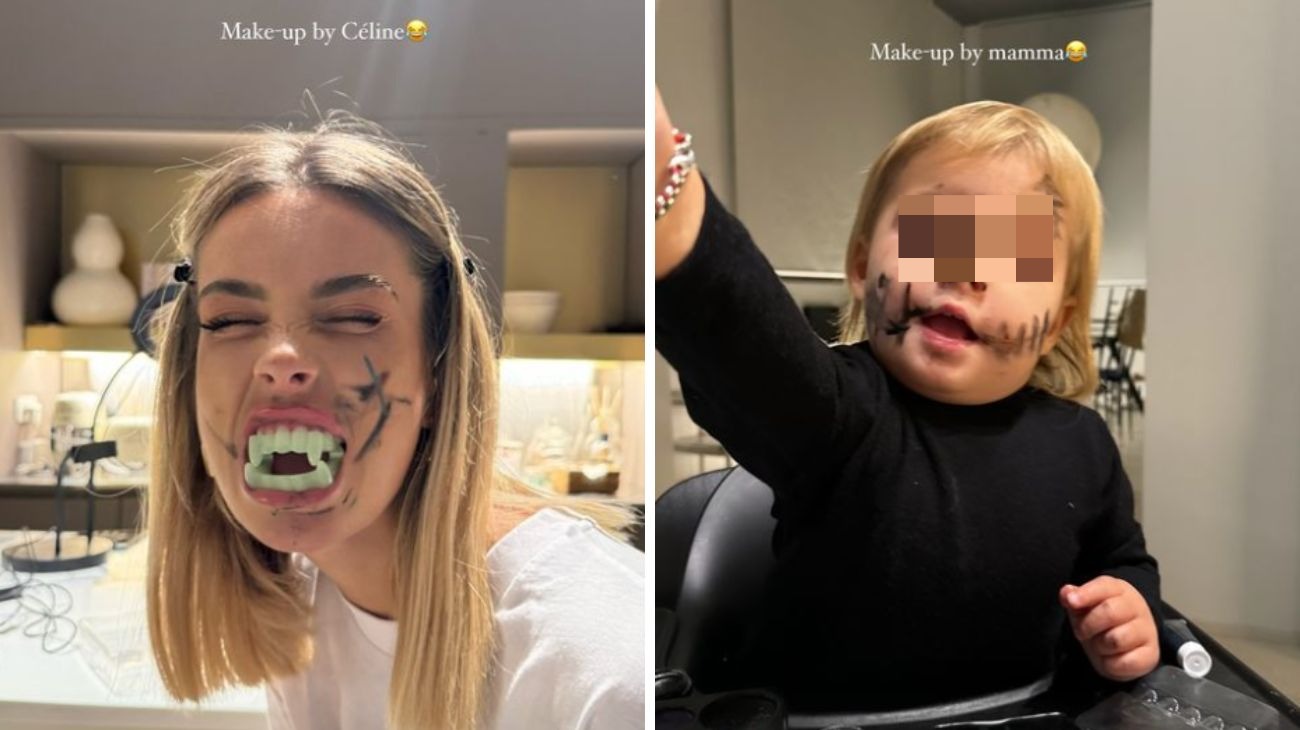 Dal profilo social di Sophie Codegoni, il trucco fatto con Celine per Halloween