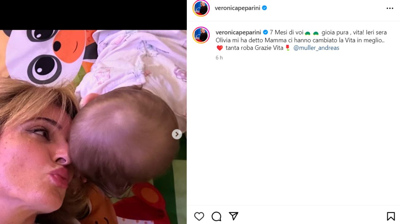 Dal profilo social di Veronica Peparini, la dolce frase per le figlie