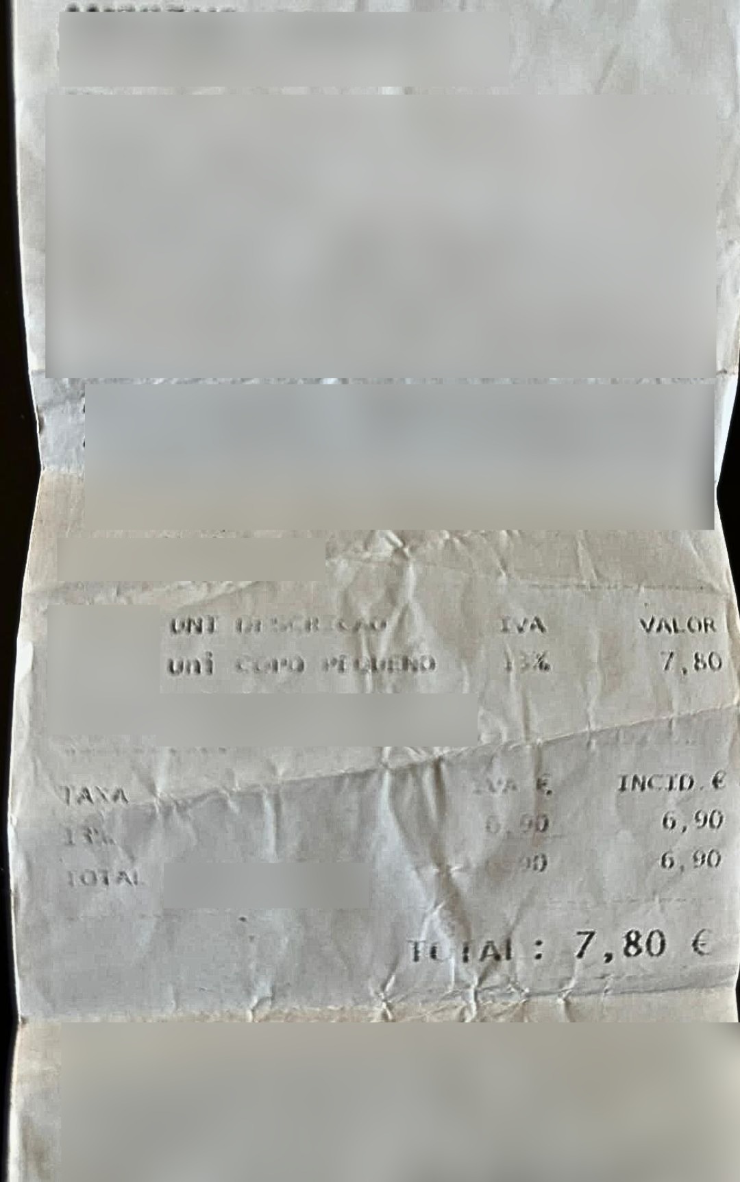 portogallo scontrino