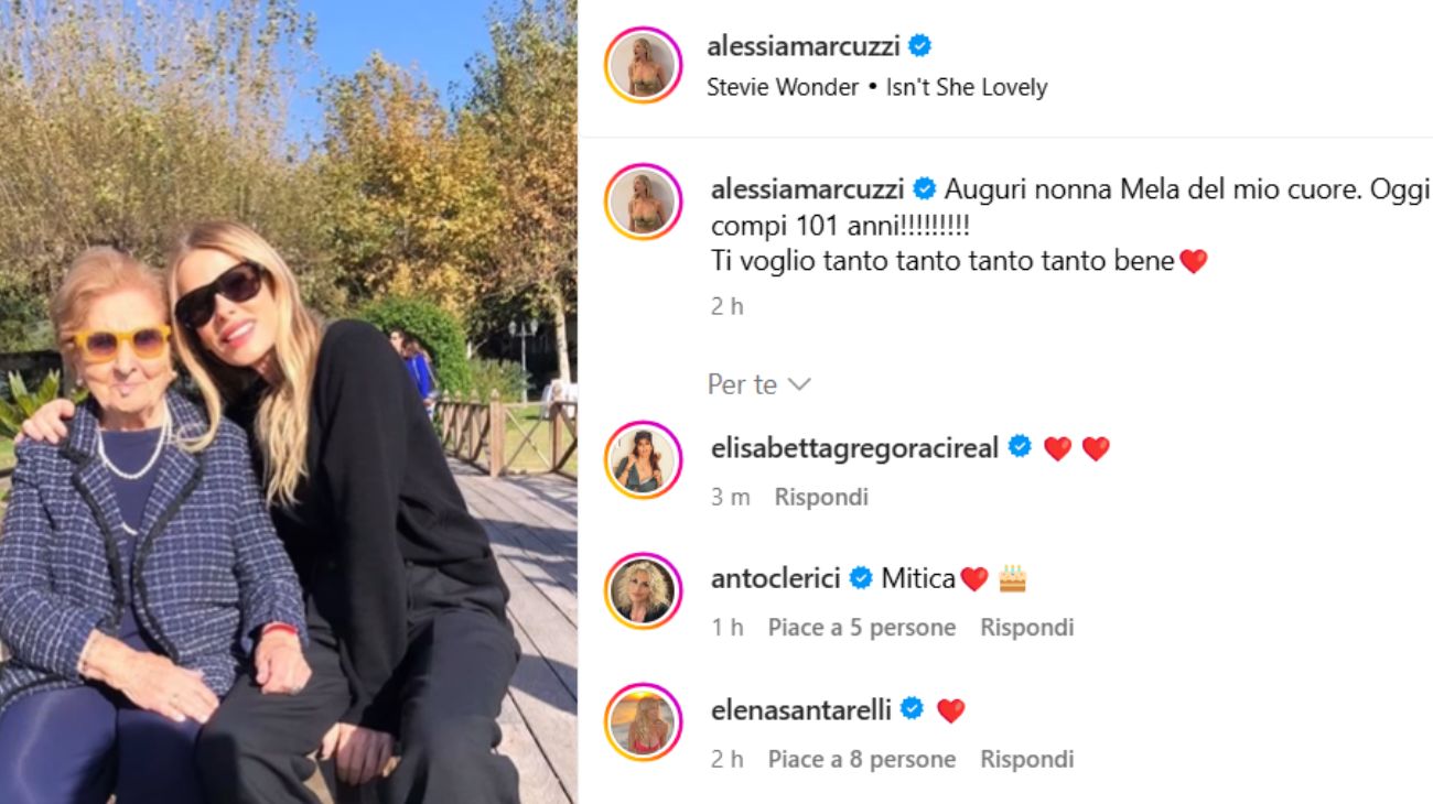 Dal profilo social di Alessia Marcuzzi, gli auguri alla dolce nonna