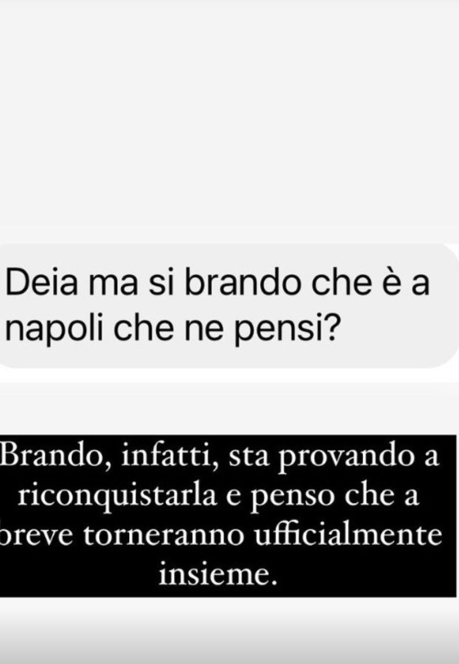 Dal profilo social di Deianira Marzano, l'indiscrezione su Brando e Raffaella