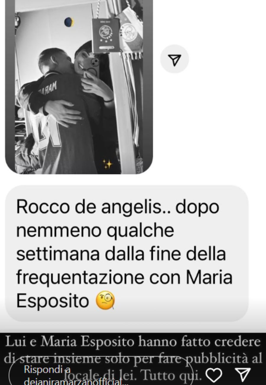 Dal profilo social di Deianira Marzano, l'indiscrezione su Maria Esposito e Rocco De Angelis