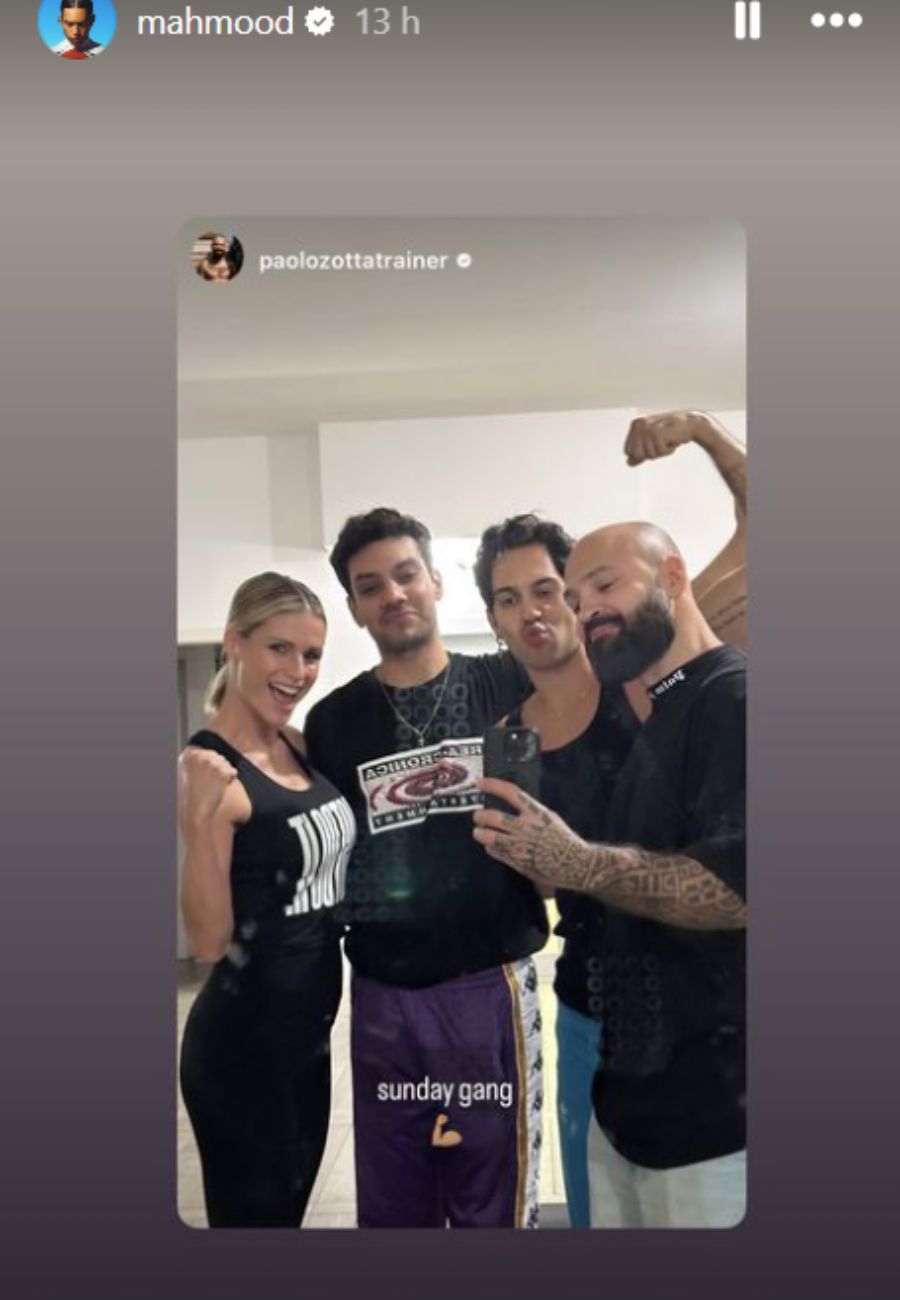Dal profilo social di Mahmood, la foto con Michelle Hunziker in allenamento
