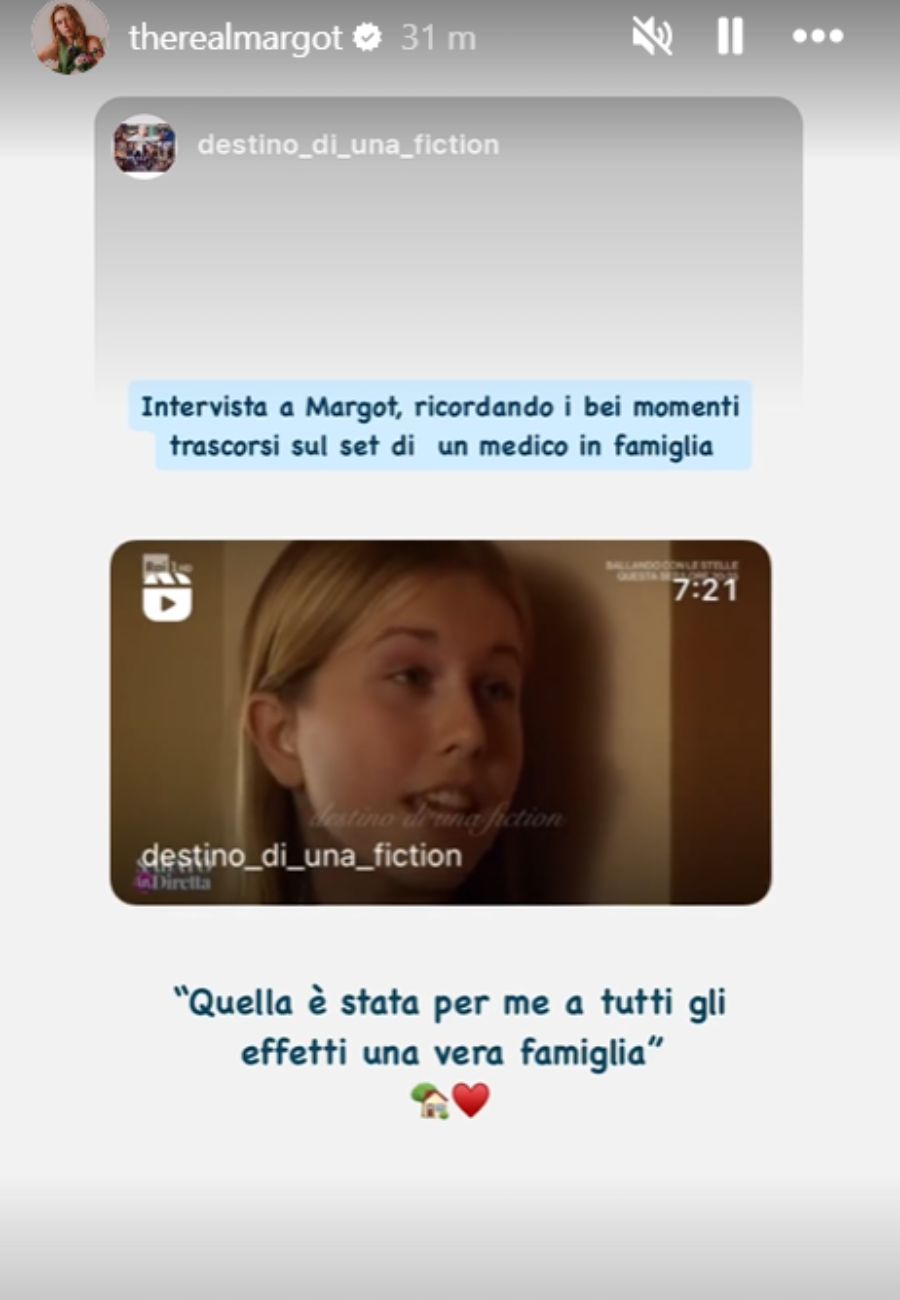 Dal profilo social di Margot Sikabonyi, il dolce pensiero per Un Medico in Famiglia