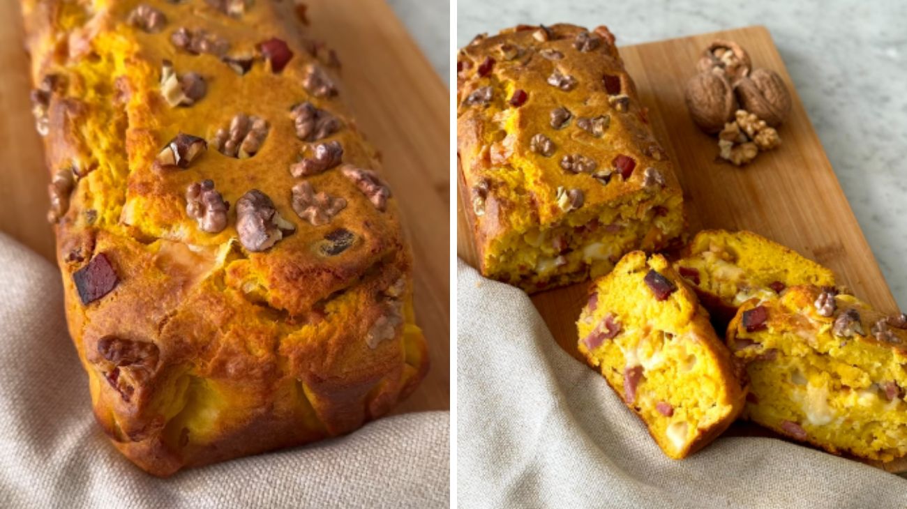 Plumcake di zucca con speck, scamorza e noci Fonte social