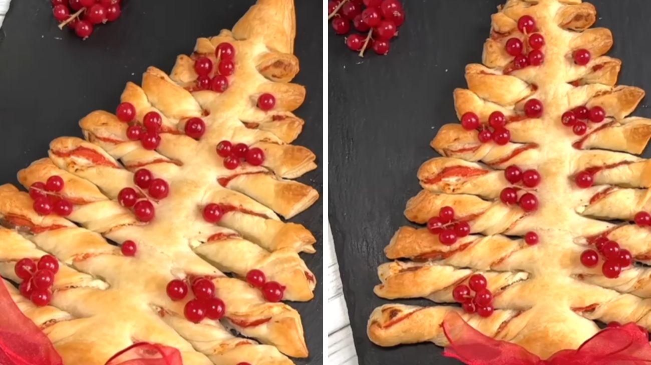 Albero di Natale di pasta sfoglia. Profilo una stella in cucina