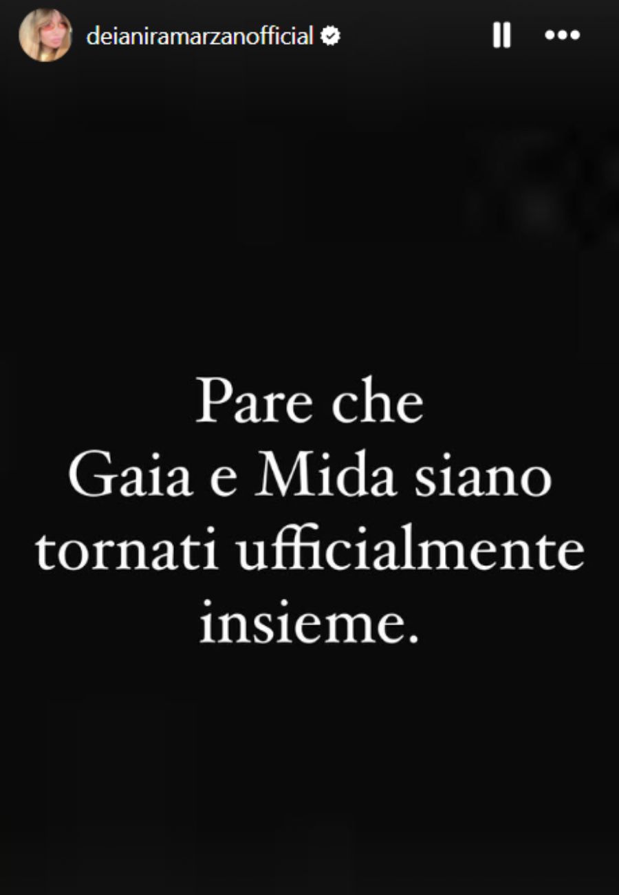 Dal profilo social di Deianira Marzano, l'indiscrezione su Gaia e Mida