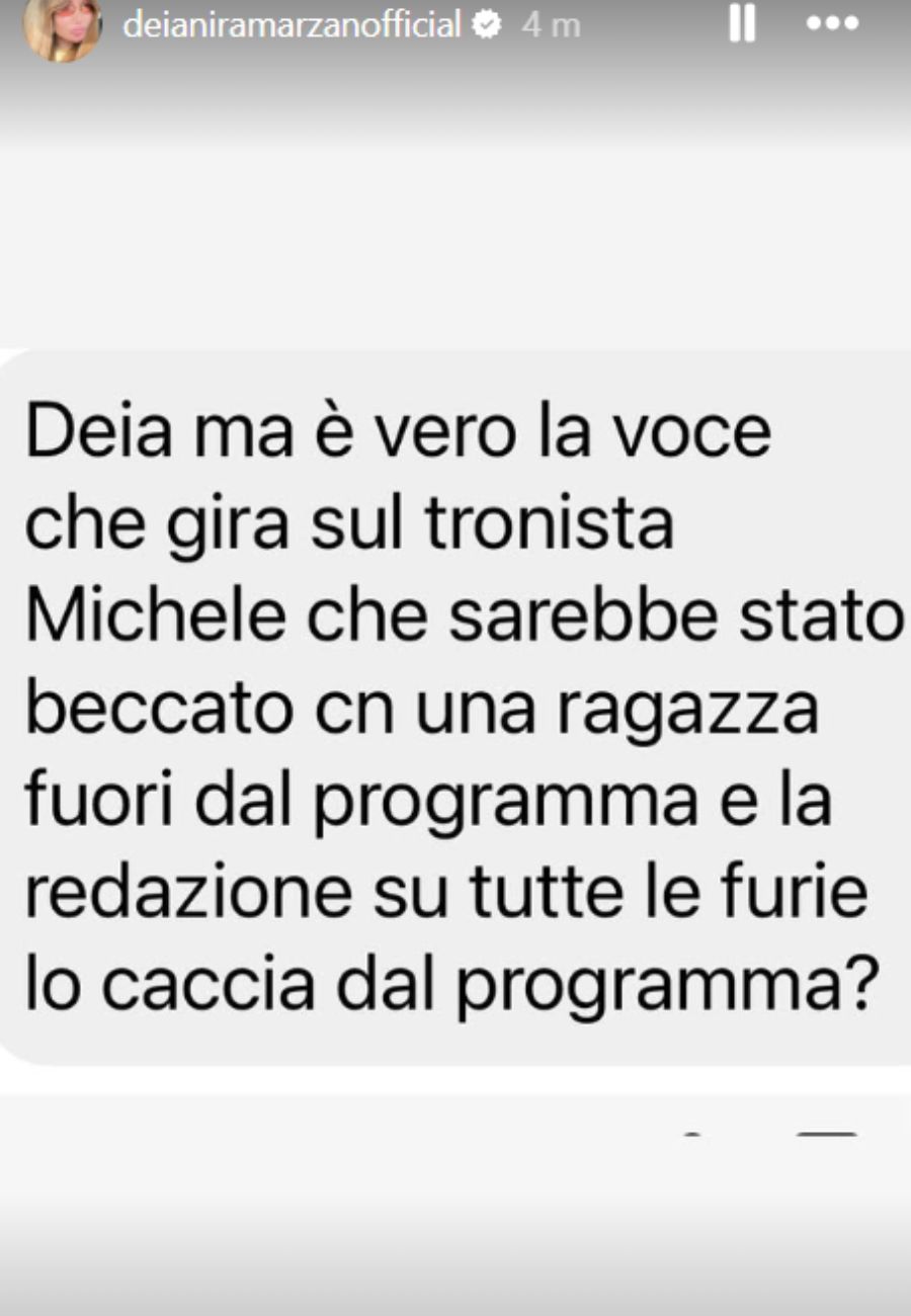 Dal profilo social di Deianira Marzano, l'indiscrezione su Michele di Uomini e Donne