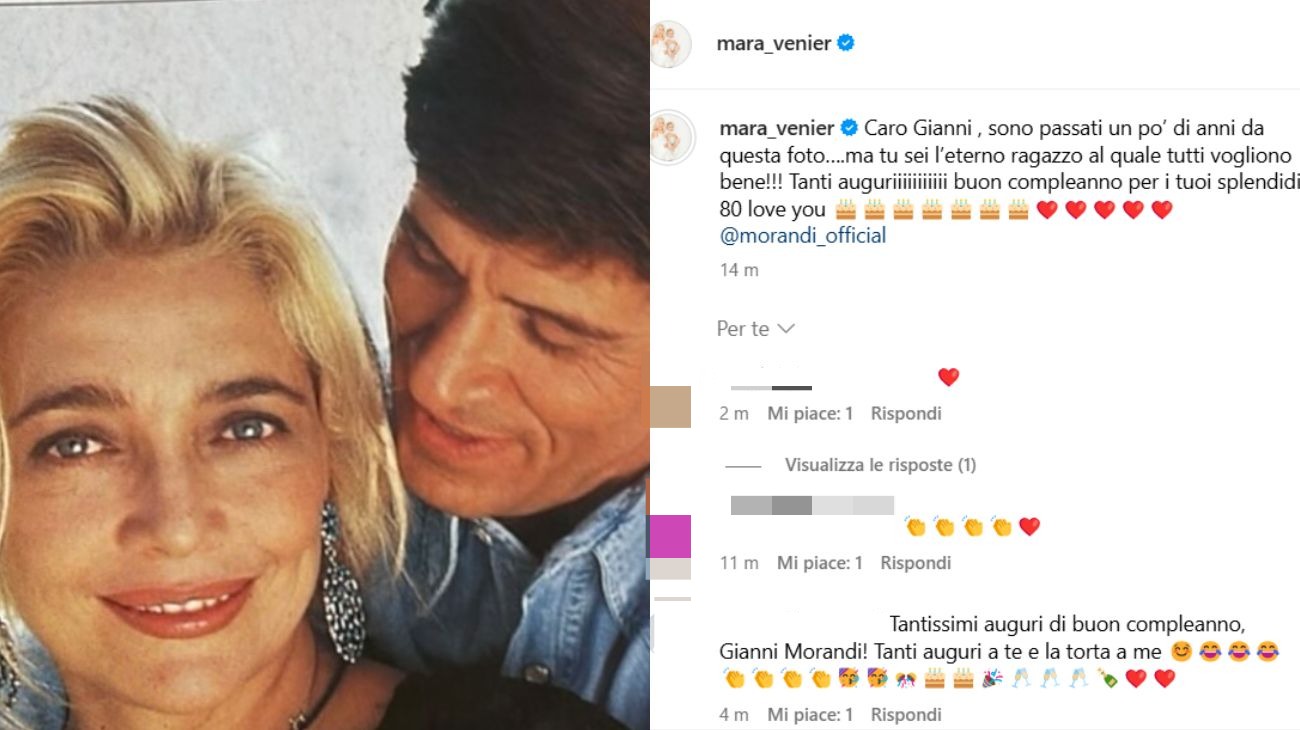 Dal profilo social di Mara Venier, la dedica a Gianni Morandi