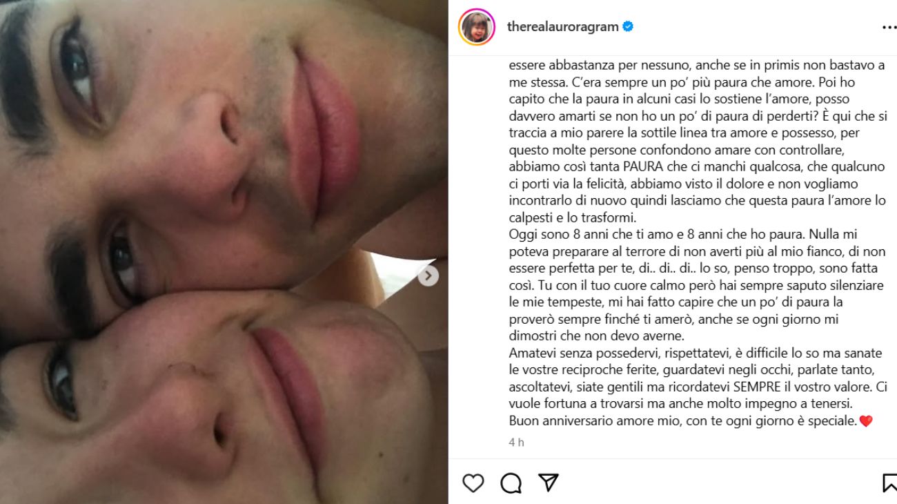 Dal profilo Instagram di Aurora Ramazzotti, la dedica per Goffredo Cerza