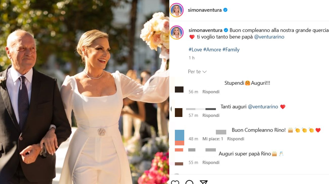 Dal profilo social di Simona Ventura, la dedica per il suo papà