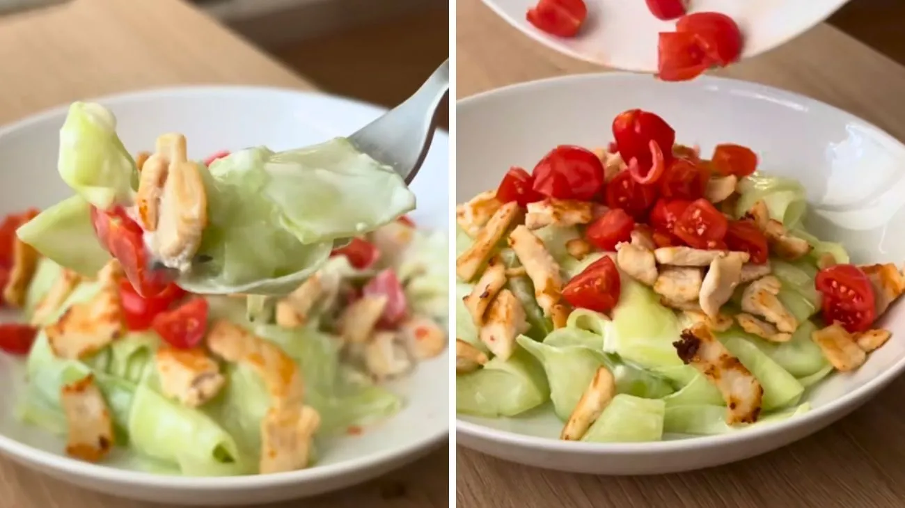 Social Chiara Pedrini, tagliatelle cetrioli e pollo