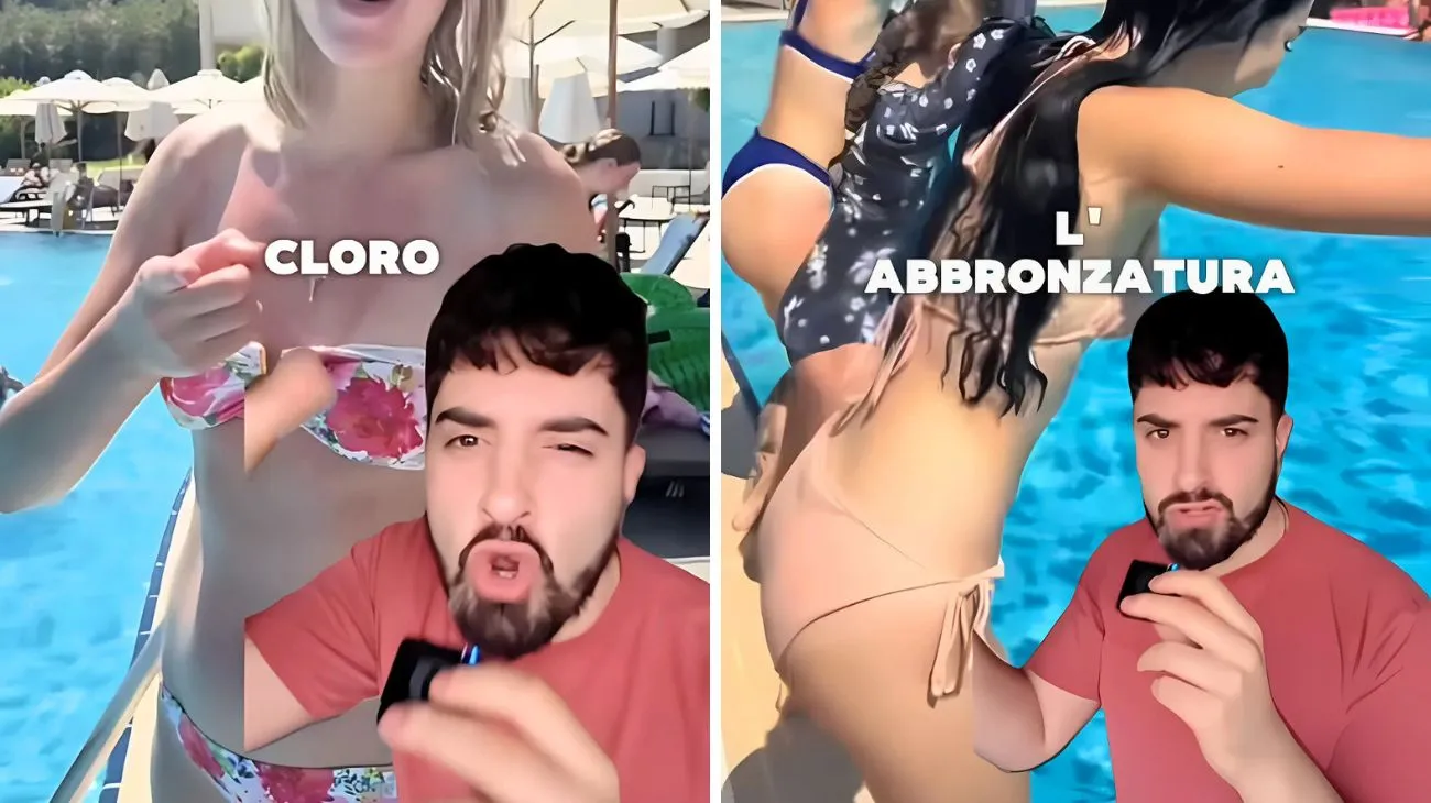 Bagno in piscina abbronzatura