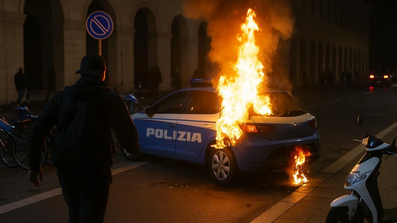 Corriere della SeraPiromane incendia un'auto della polizia a Roma: il video #shorts #news"