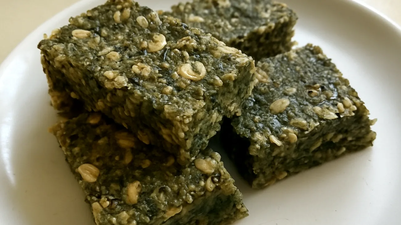 Barrette di avena con semi di chia e spirulina"