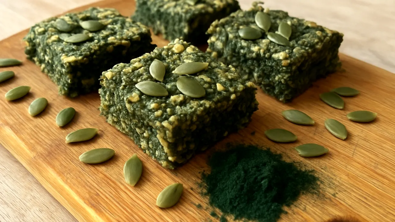 Barrette di avena con semi di zucca e spirulina"