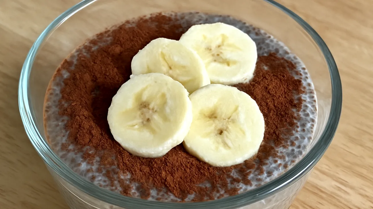Budino di semi di chia con cacao crudo e banana"