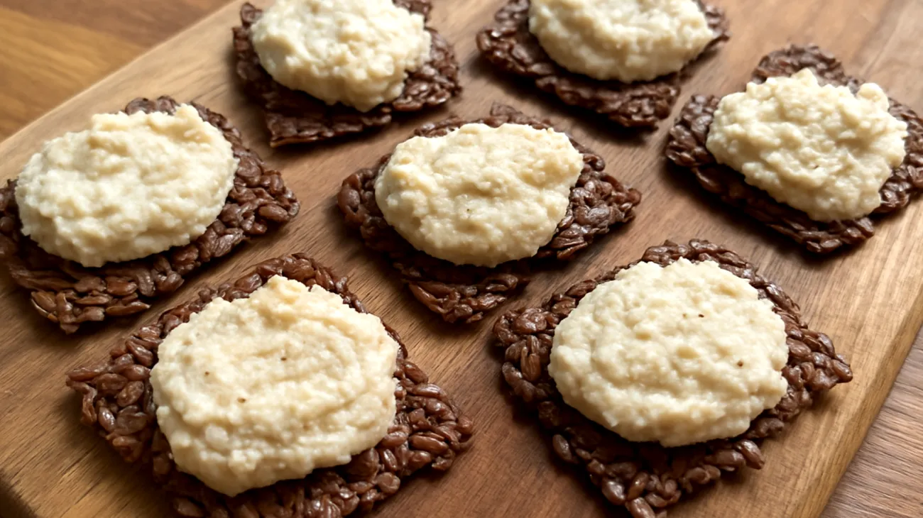 Crackers di semi di lino con hummus di cannellini"