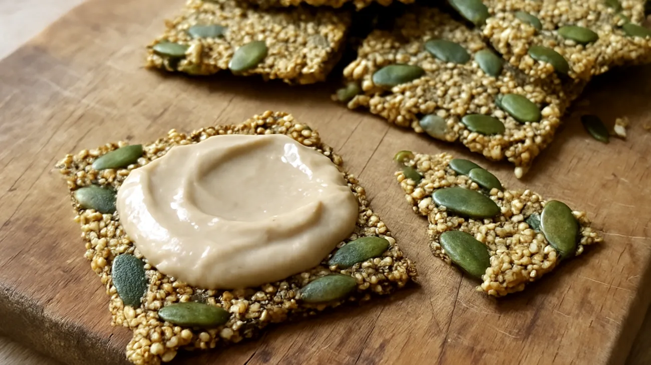 Crackers di semi di zucca e amaranto con tahini"