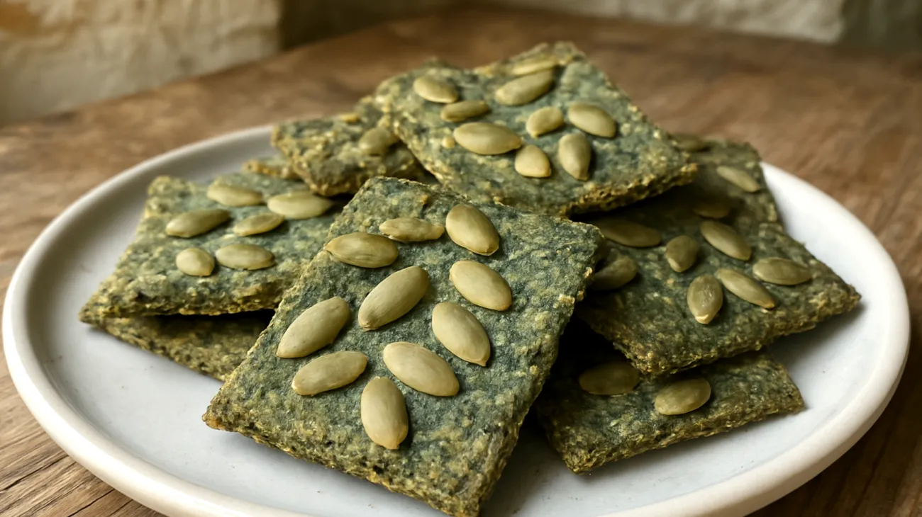 Crackers di semi di zucca e spirulina"