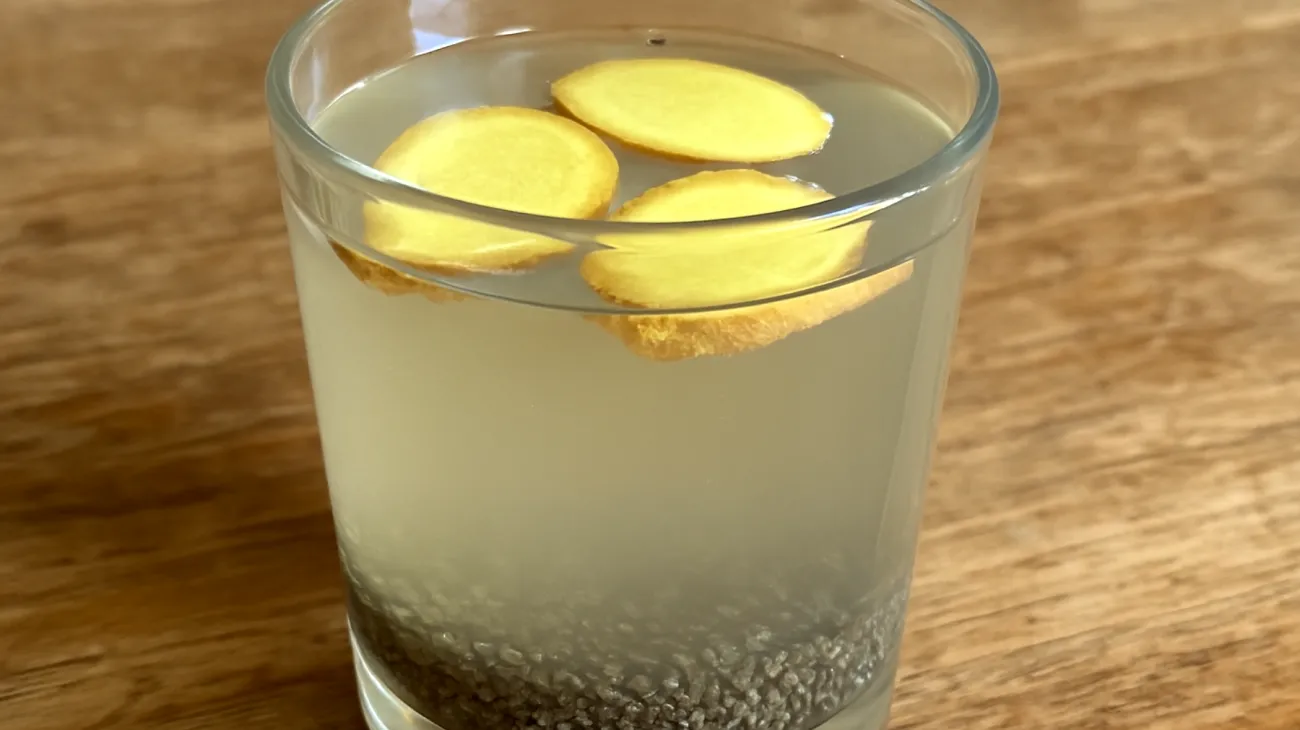 Kefir d'acqua con semi di chia e zenzero fresco"