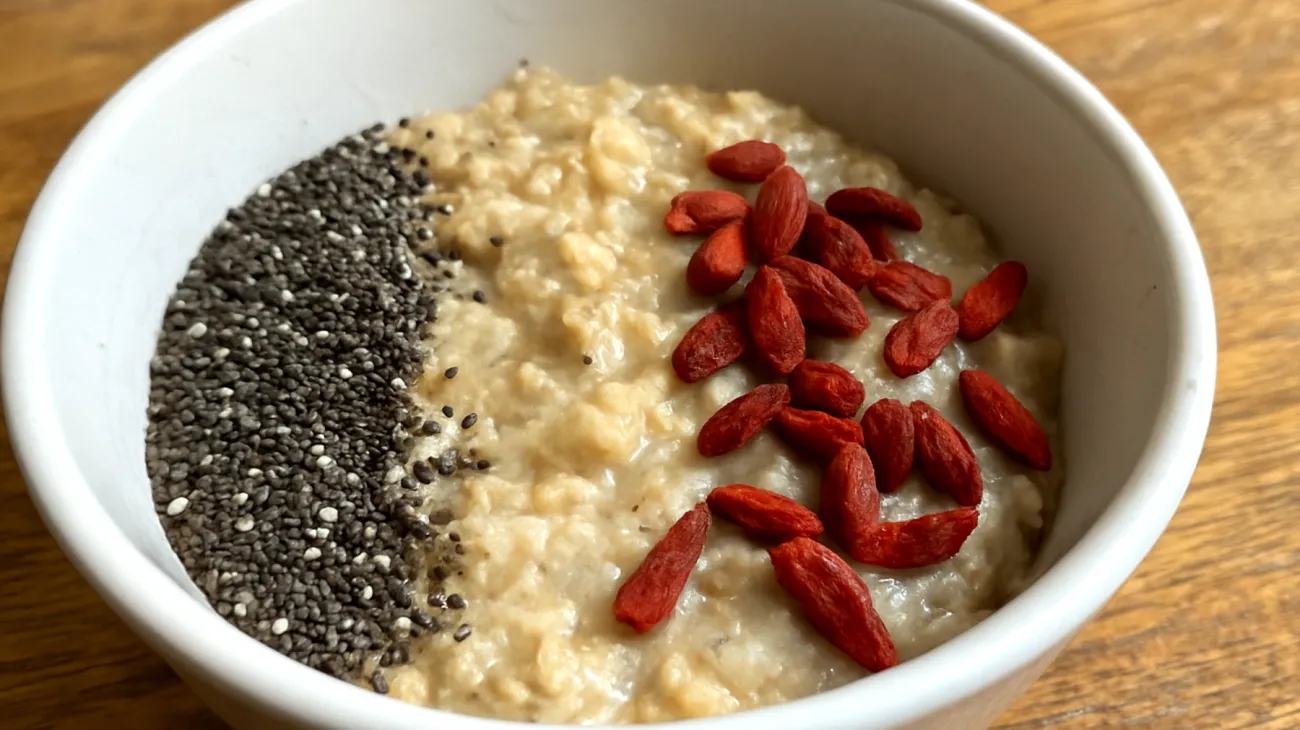 Porridge di avena con semi di chia e bacche di goji"