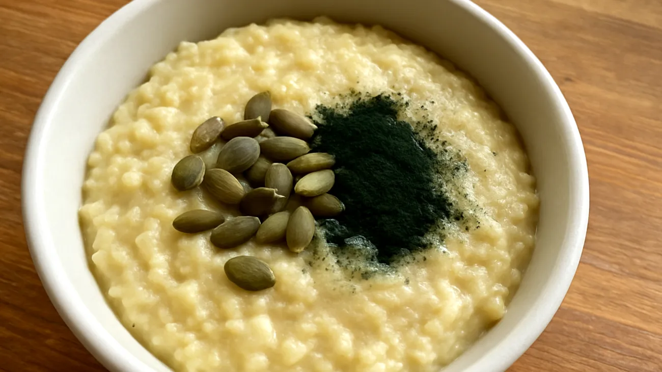 Porridge di miglio con semi di zucca e spirulina"