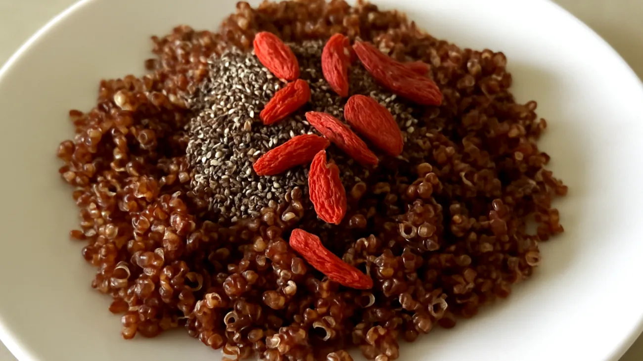 Quinoa rossa con semi di chia e bacche di goji"