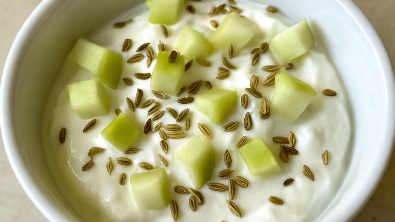 Semi di finocchio con yogurt greco e mela verde"