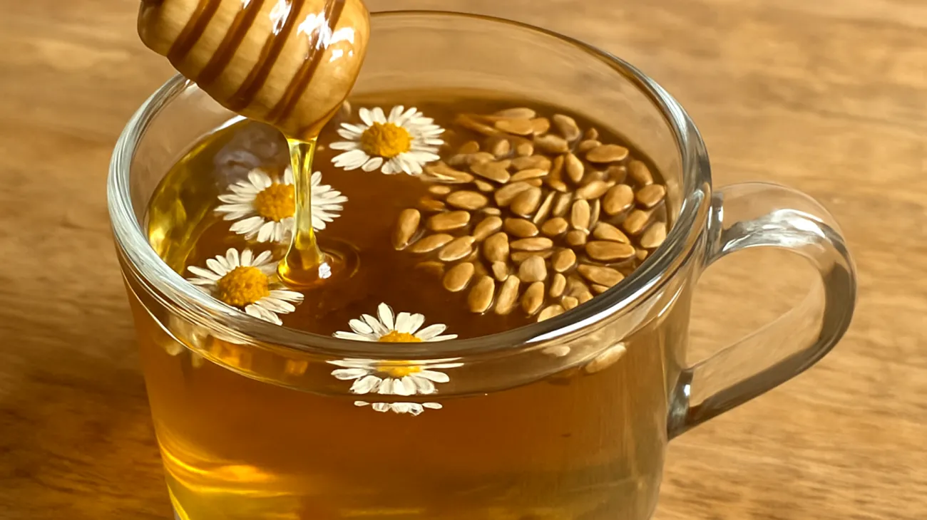 Tisana di camomilla con miele di tiglio e semi di girasole tostati"
