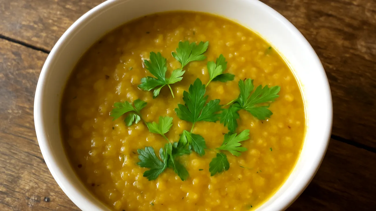 Zuppa di lenticchie rosse con curcuma e zenzero"