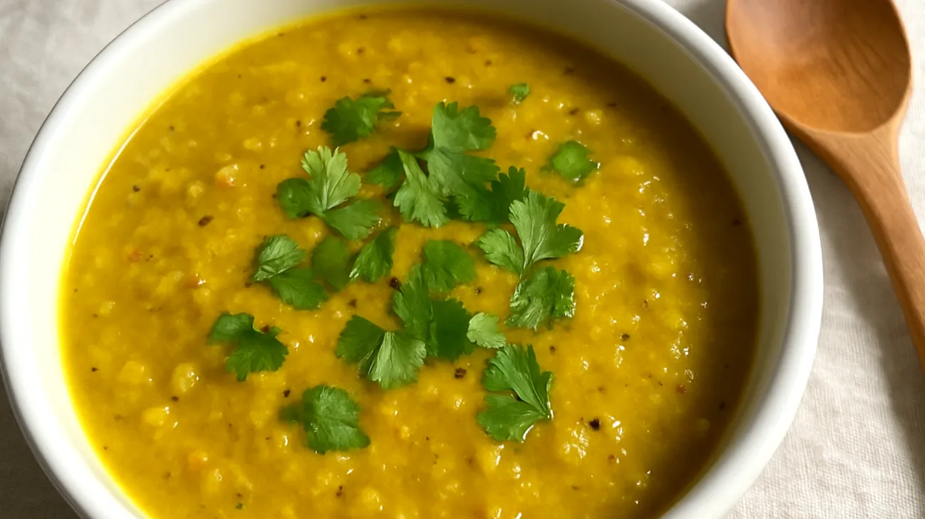 Zuppa di lenticchie rosse con curcuma e zenzero"