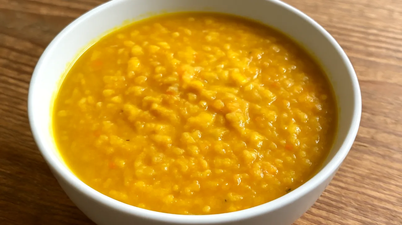 Zuppa di lenticchie rosse decorticate con zenzero e curcuma"