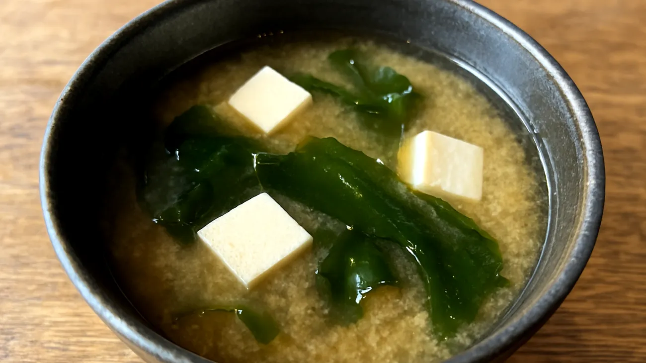 Zuppa di miso con alghe wakame e tofu"