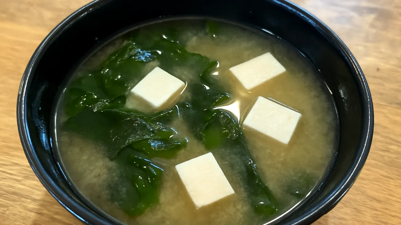 Zuppa di miso con alghe wakame e tofu"