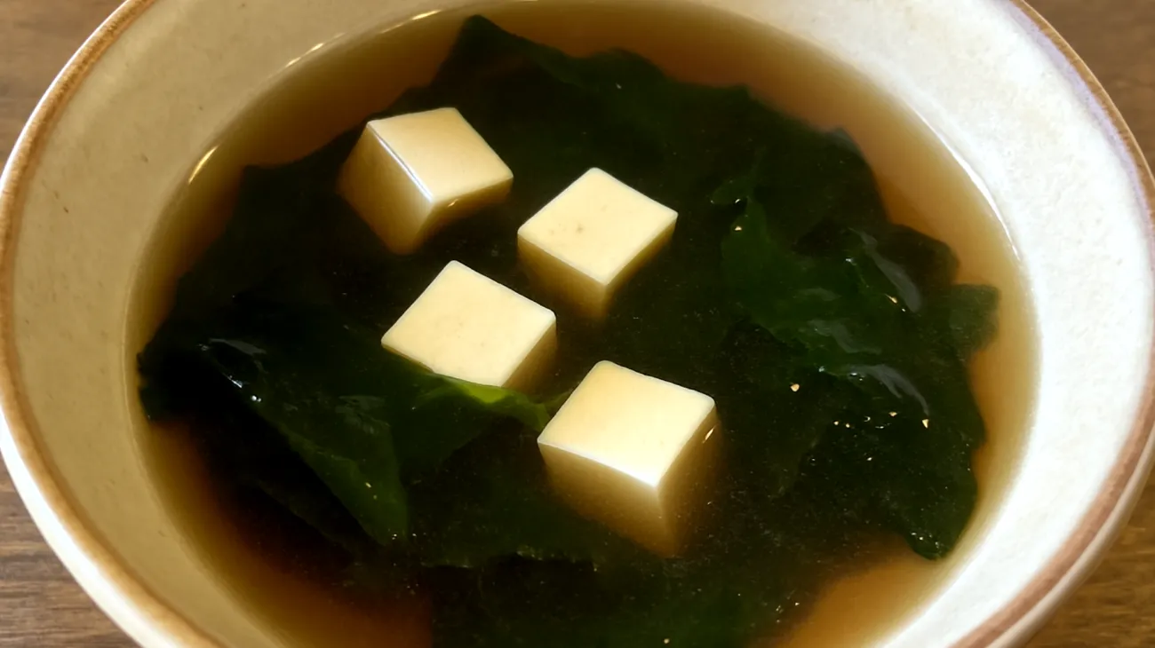 Zuppa di miso con alghe wakame e tofu"