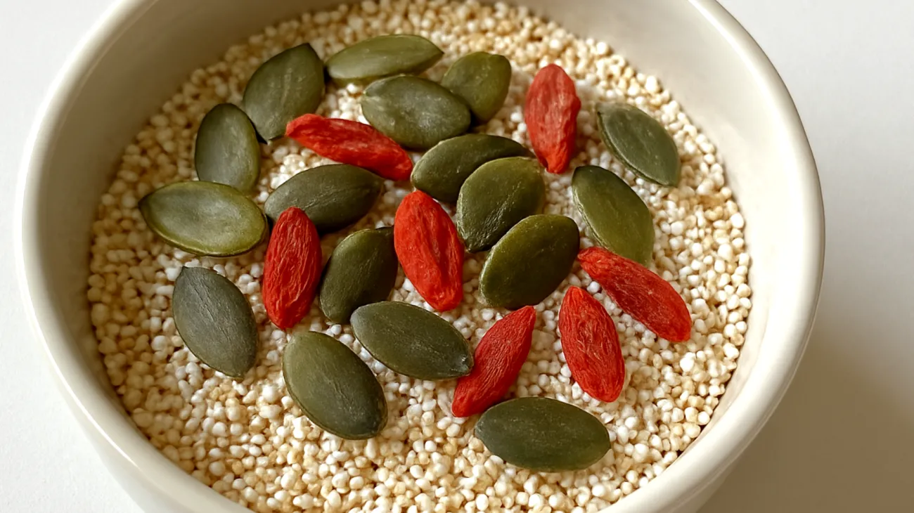 Amaranto soffiato con semi di zucca e bacche di goji"