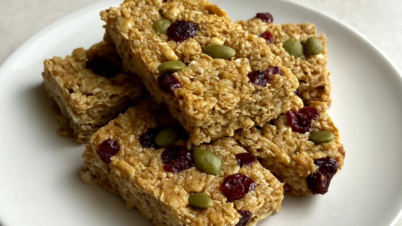 Barrette di avena con semi di zucca e mirtilli rossi secchi fatte in casa"