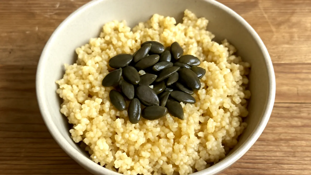 Bowl di miglio con semi di zucca e olio di argan"