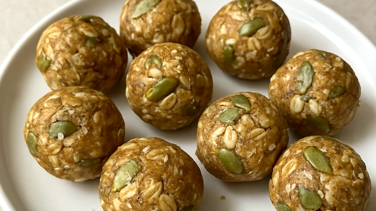 Energy balls con avena, datteri e semi di zucca"