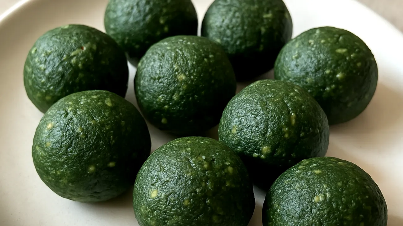 Energy balls con spirulina, mandorle e datteri"